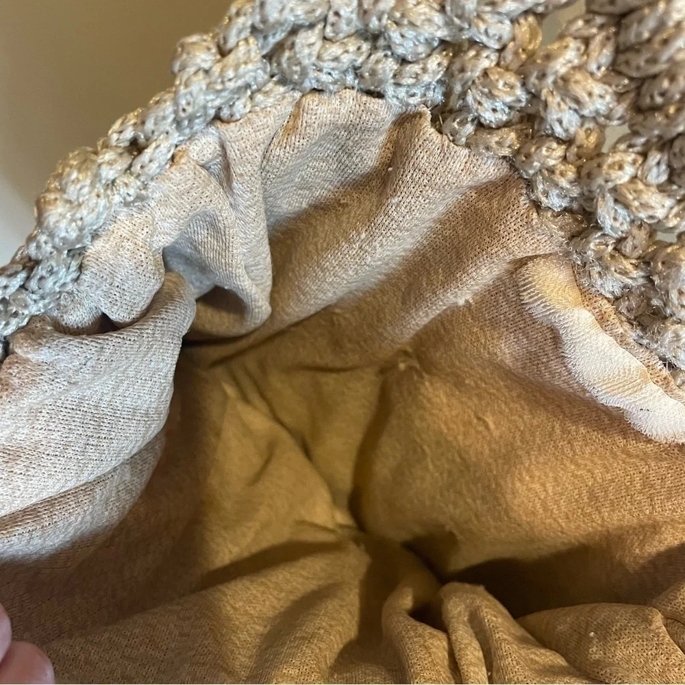 Vintage Macrame Crochet Circle  Handle Handbag